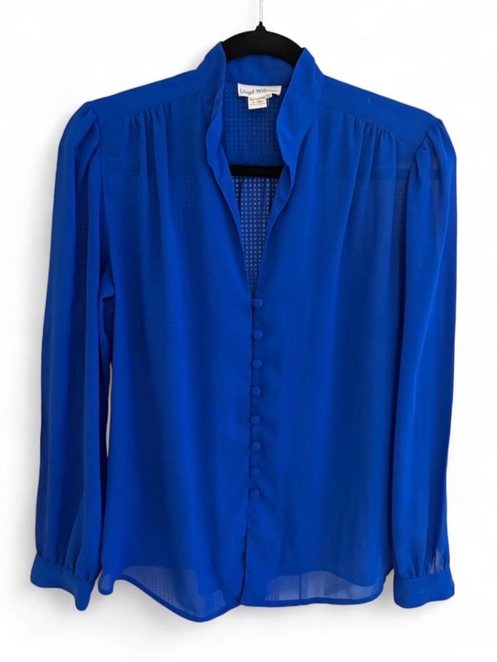 Lloyd Willam’s Cobalt Blue Long-Sleeve Button Front Blouse